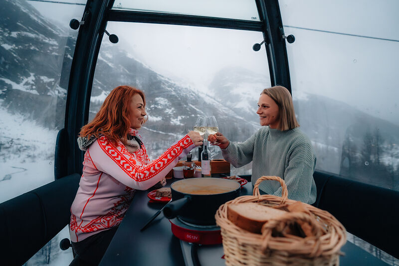 Fondue en télécabine